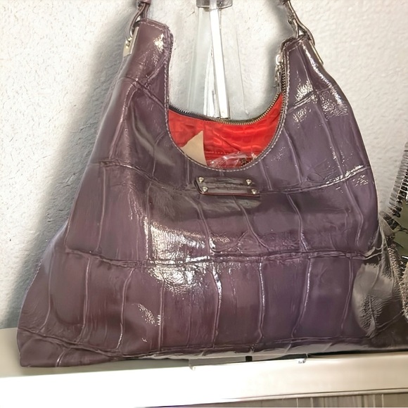 kate spade Handbags - Kate Spade GUC+ Purple Croc Embossed Patent Leather Noelle Shoulder Bag